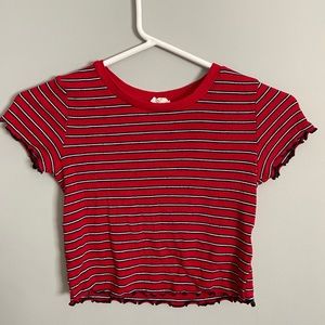 Red striped top from Garage
